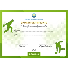 School Sports Award Certificate Bowling A4 Size | Use on Laser Printer